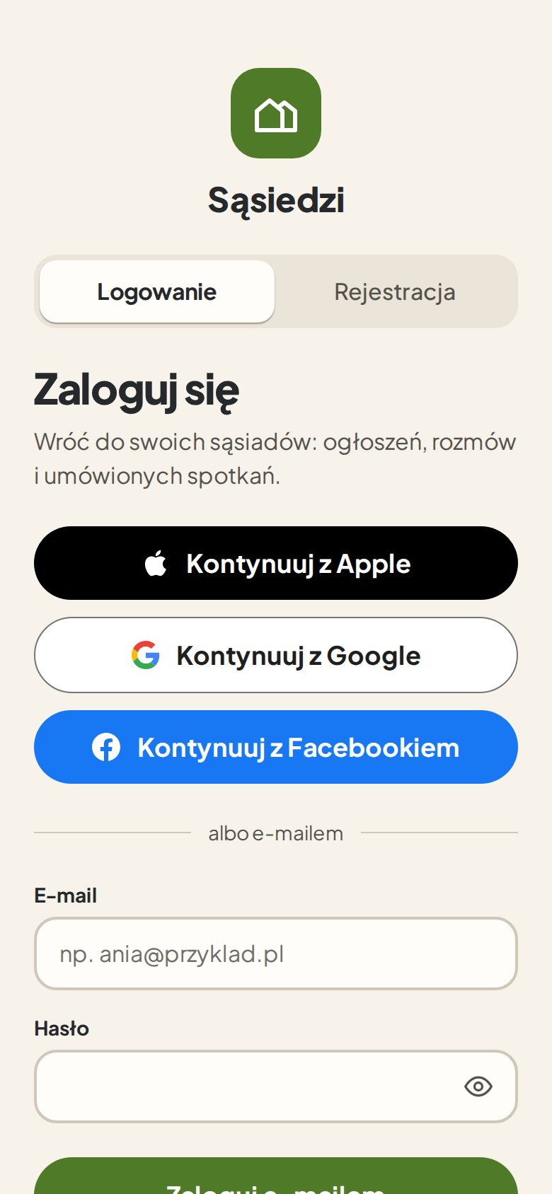 Ekran: Ekran logowania