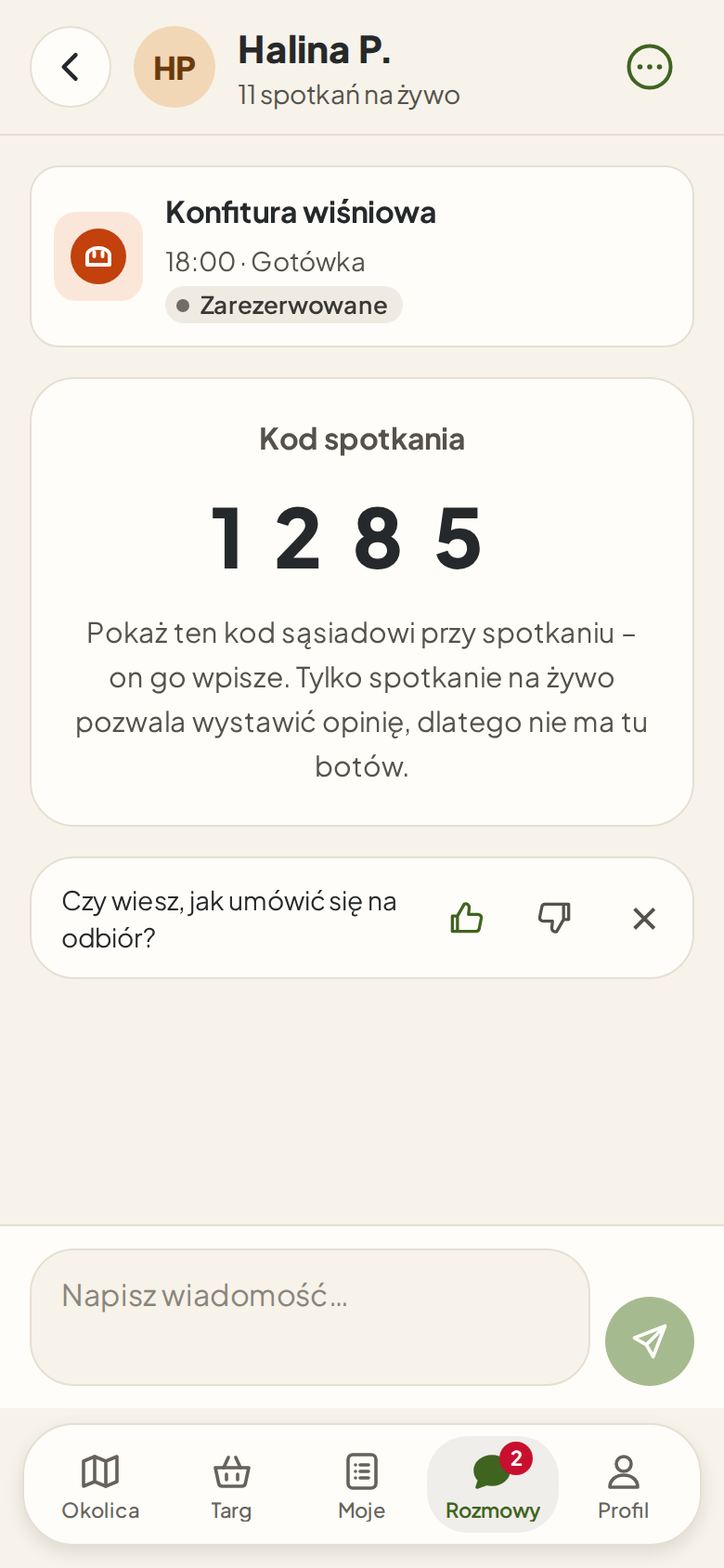 Rozmowa Piotra z Anią i kod spotkania 4827
