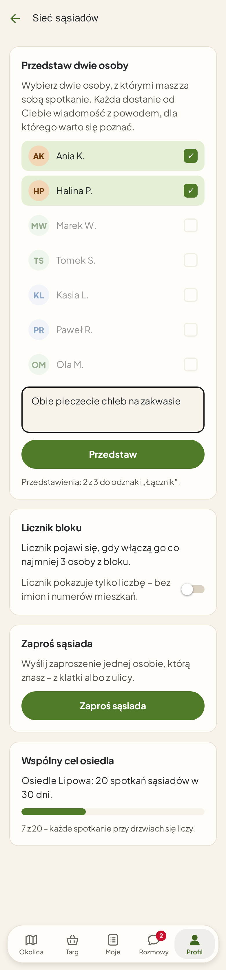 Ekran: Sieć sąsiadów