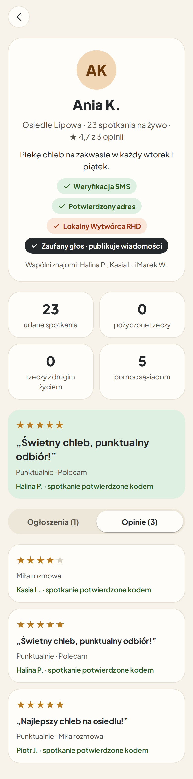 Ekran: Profil sąsiada