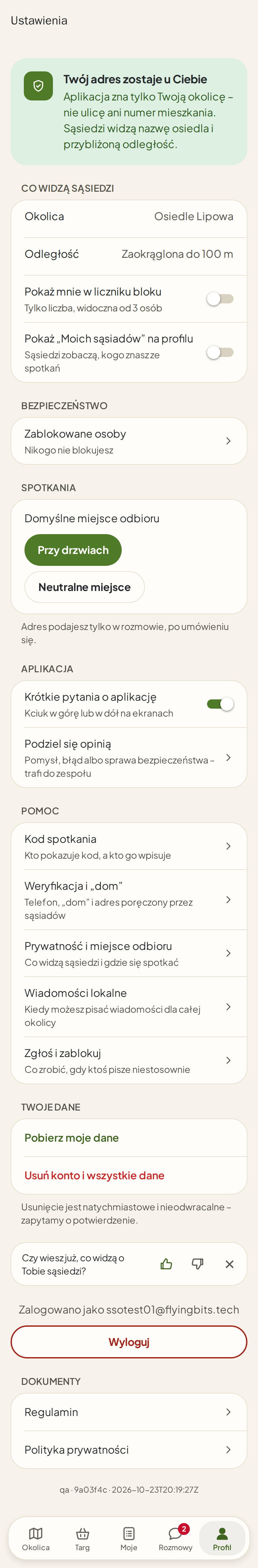 Ekran: Ustawienia